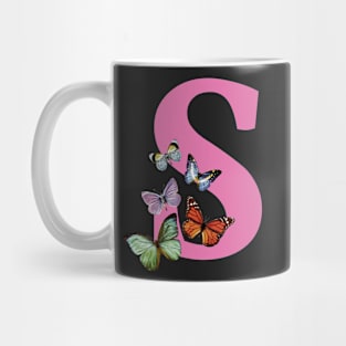 Letter pink S with colorful butterflies Mug